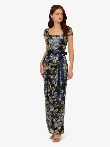 Adrianna Papell Evening dress 'Cascading Floral Column Gown' in Blue: front