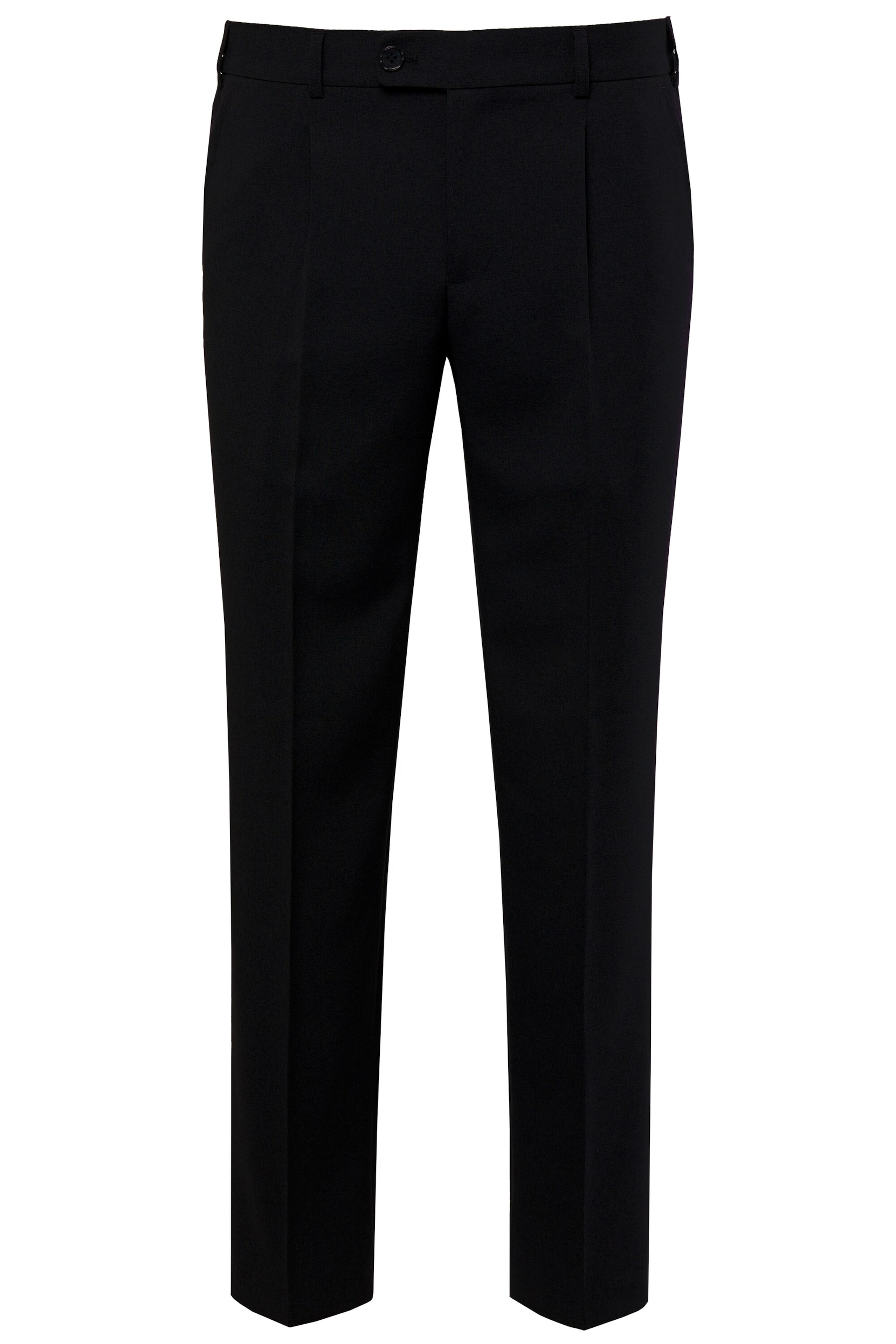 Men Plus Regular Pleated Pants in Black: front