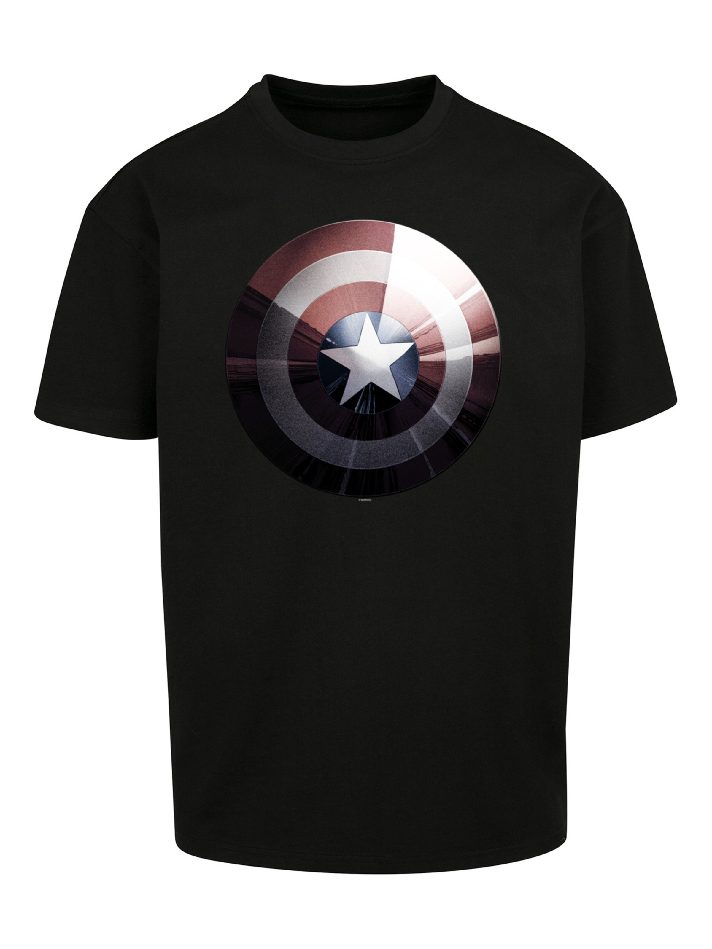 F4NT4STIC Shirt 'Marvel Captain America Shield Shiny' in Zwart: voorkant