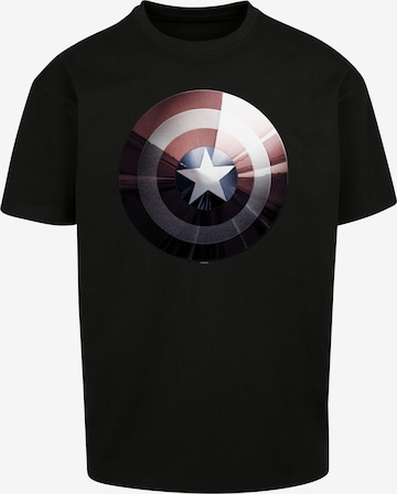 F4NT4STIC Shirt 'Marvel Captain America Shield Shiny' in Zwart: voorkant