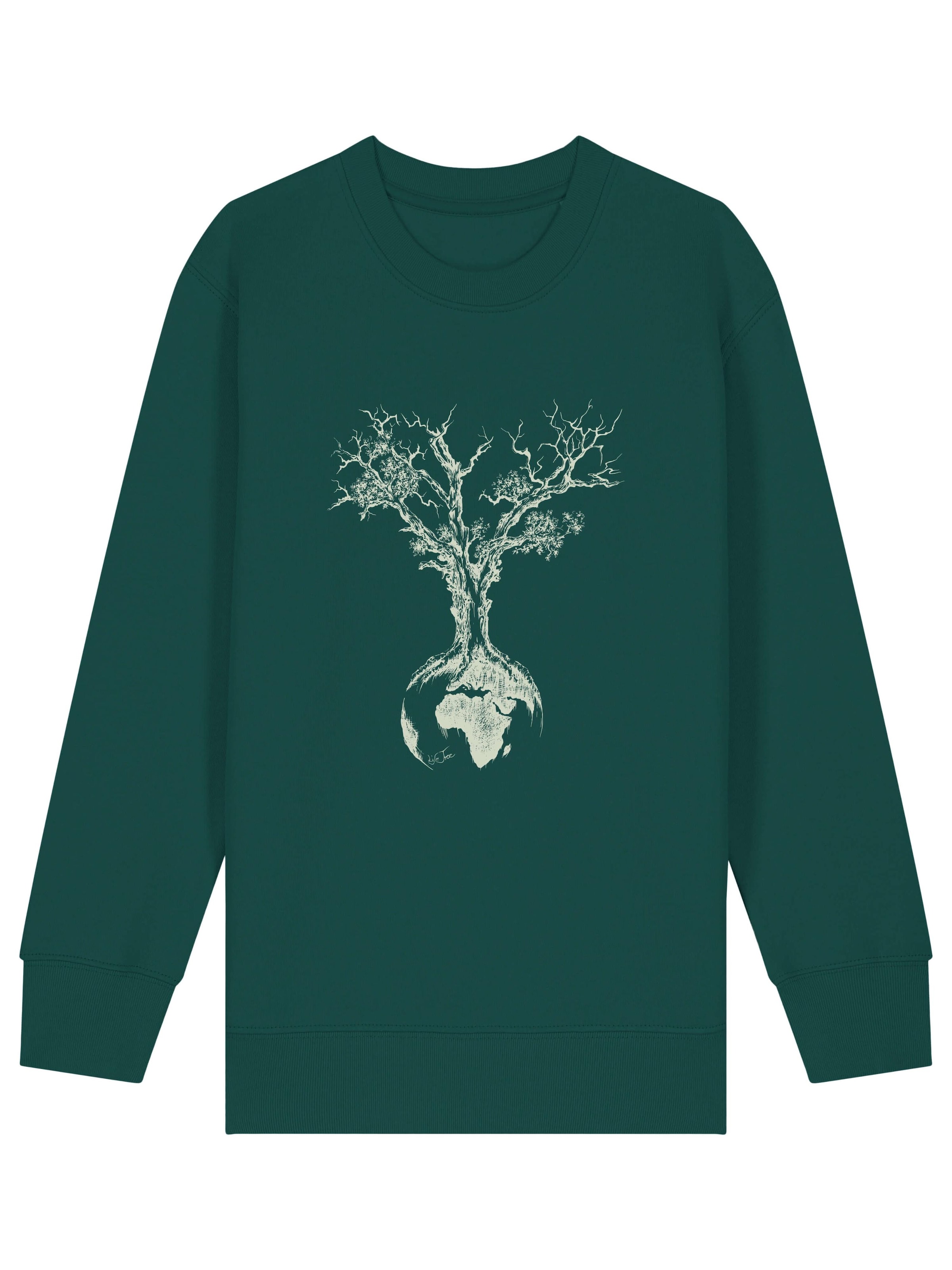 Life-Tree Sweatshirt 'Organic Fairwear Sweater Kids Unisex Weltenbaum' in Green: front