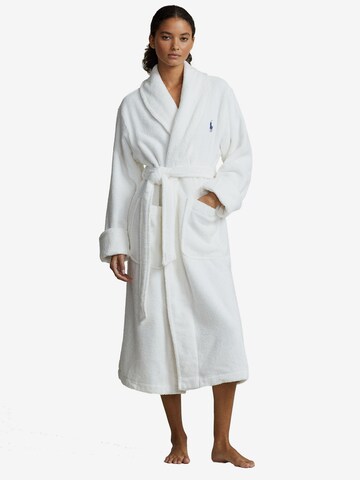 Polo Ralph Lauren Short Bathrobe ' Cozy Robes ' in White: front