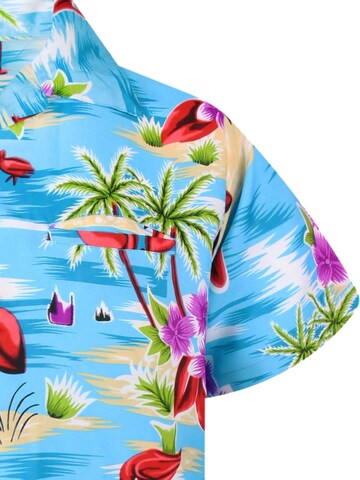 King Kameha Shirt 'Flamingos' in Blau