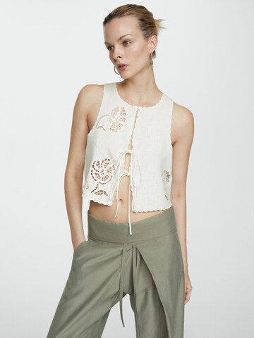 MANGO Top 'SUNSET' in White: front
