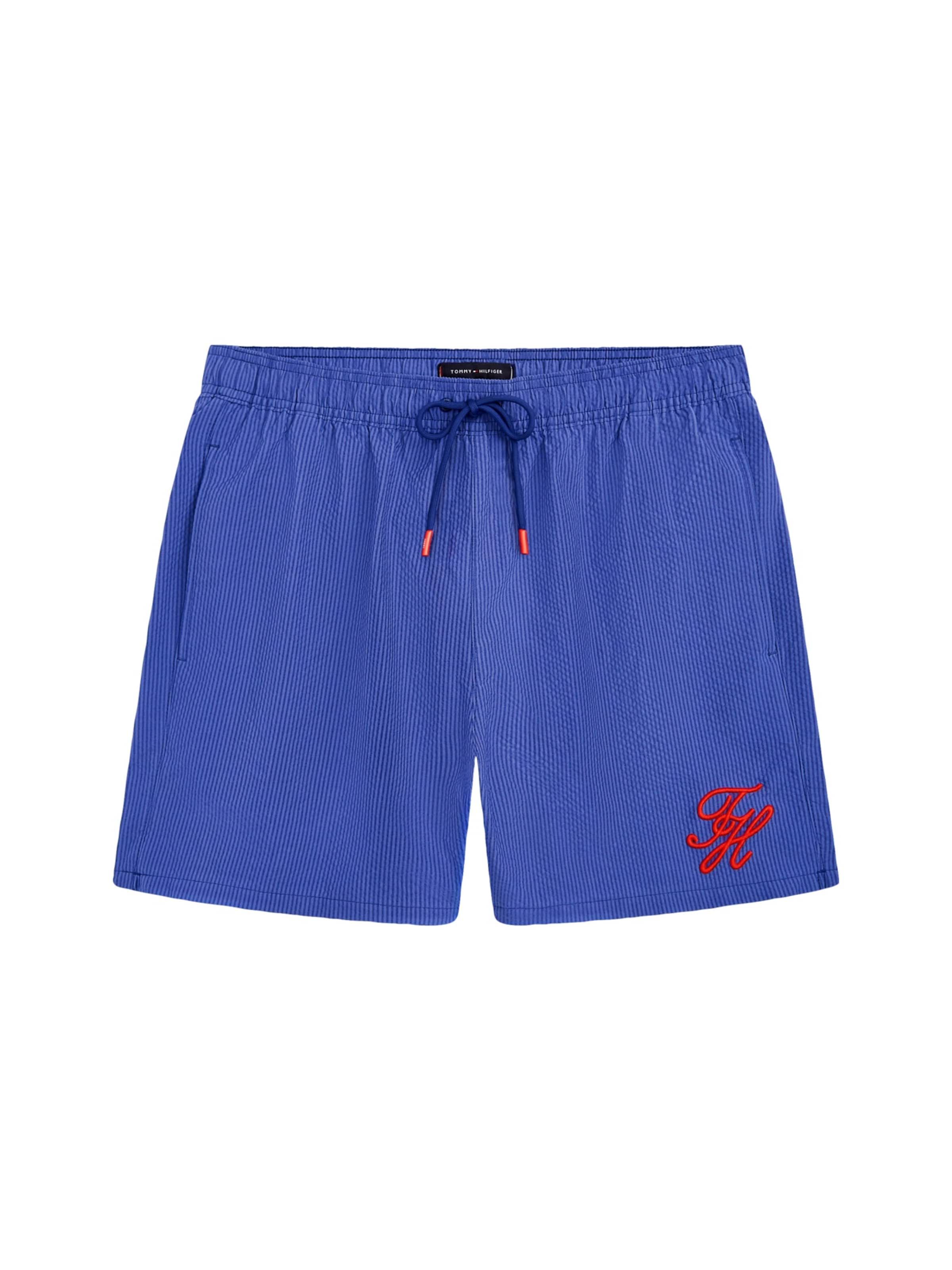 Tommy Hilfiger Underwear Kratke kopalne hlače 'Ithaca' v velikosti S  | modra / rdeča barva, Prikaz izdelka