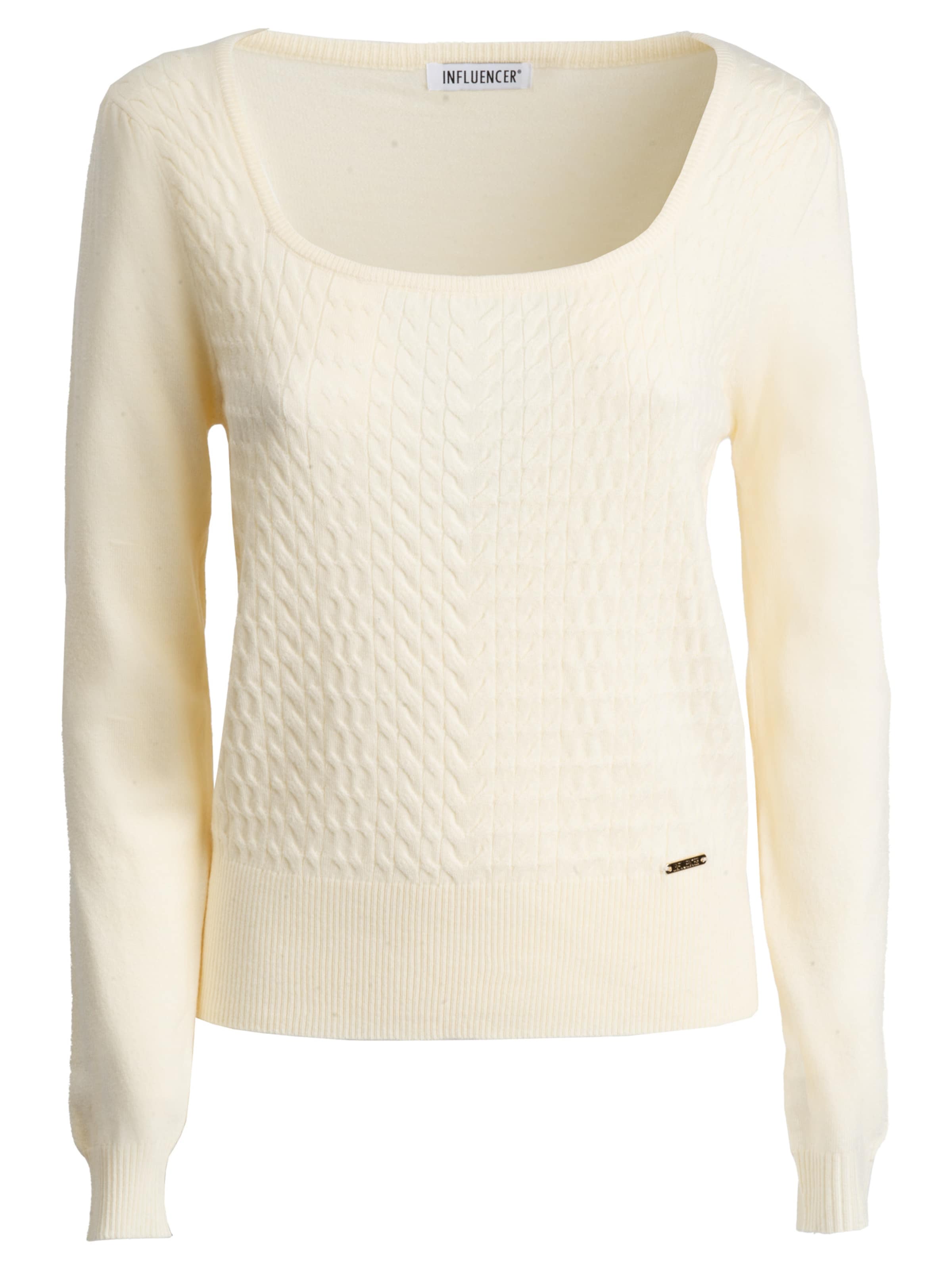 Influencer Pullover in Beige: Vorderseite