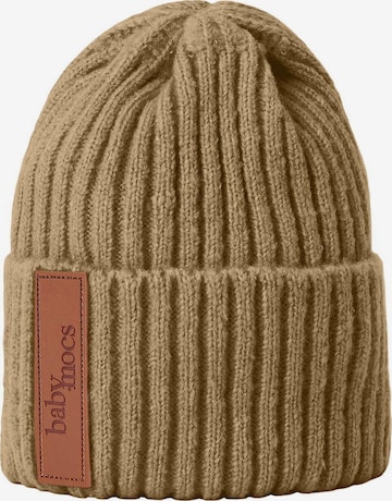 BabyMocs Beanie in Brown: front