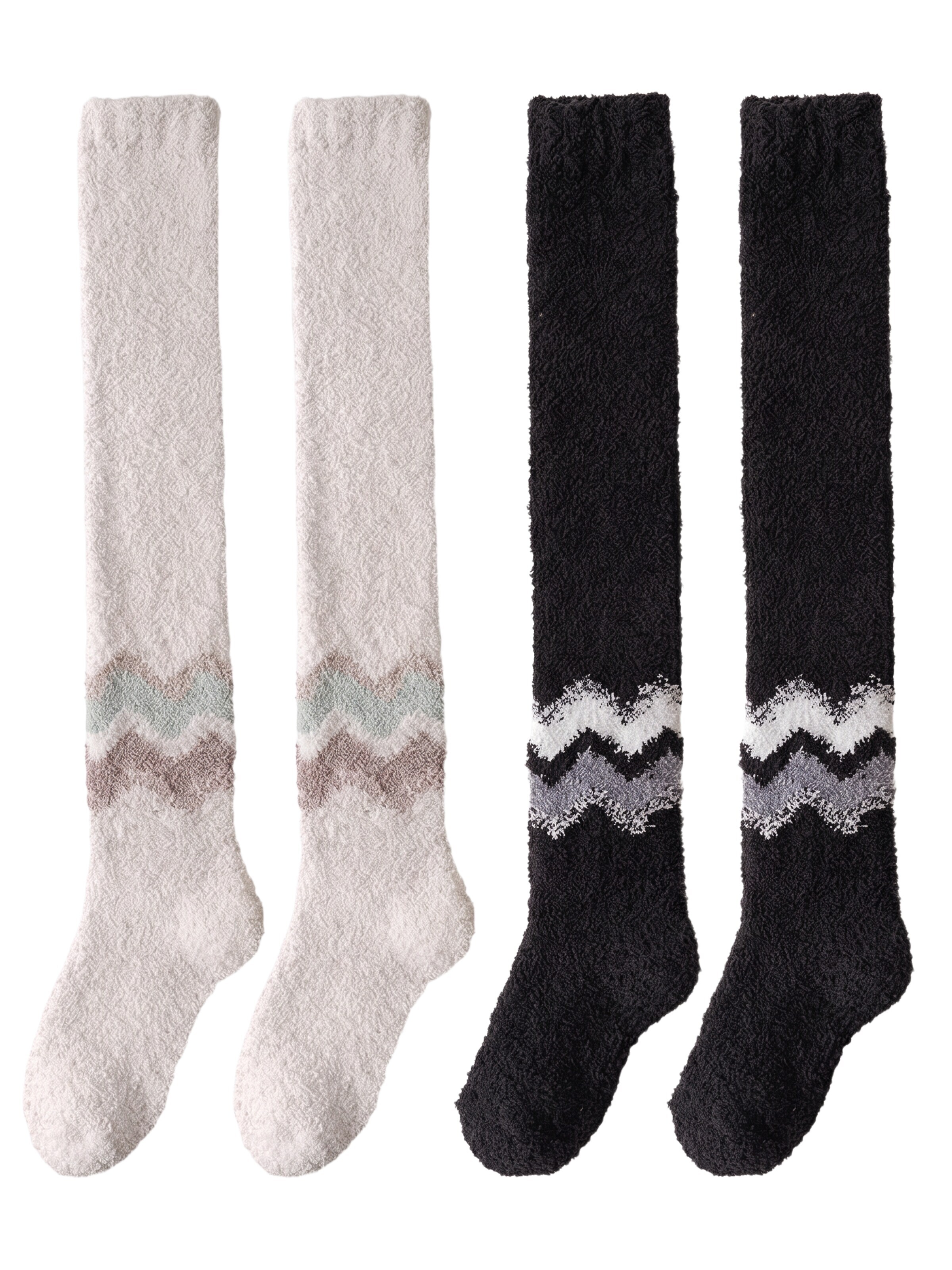 BONVERANO Over the Knee Socks in Beige: front