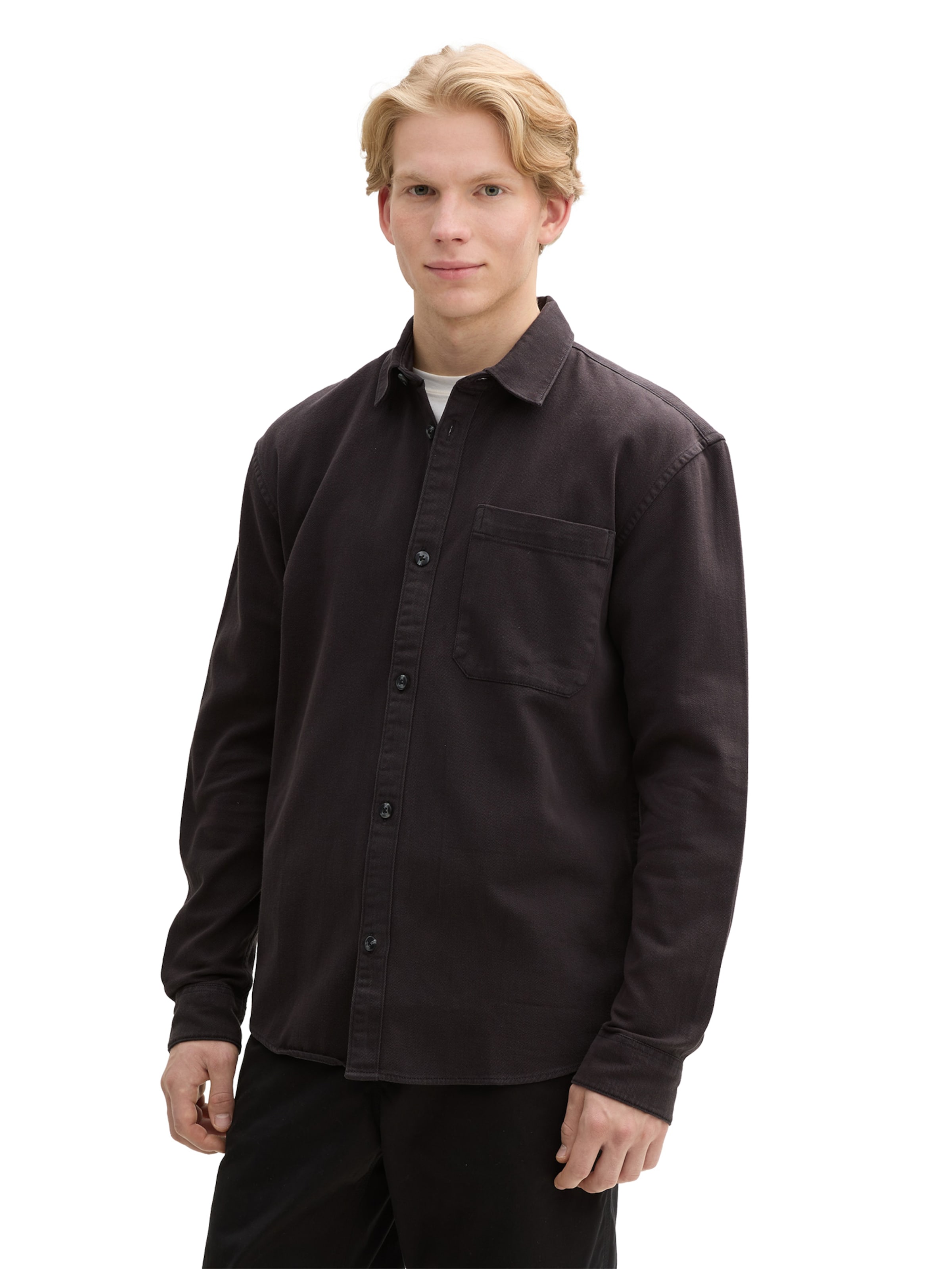 TOM TAILOR DENIM Comfort Fit Πουκάμισο σε γκρι: μπροστά