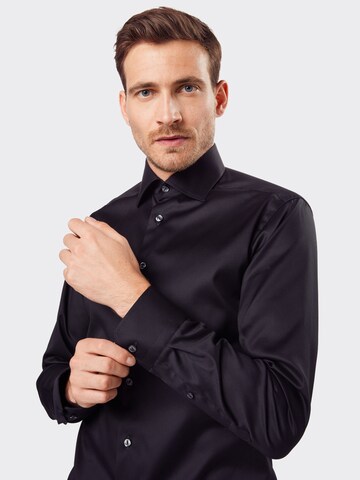 ETON - Ajuste estrecho Camisa de negocios 'Signature Twill' en negro