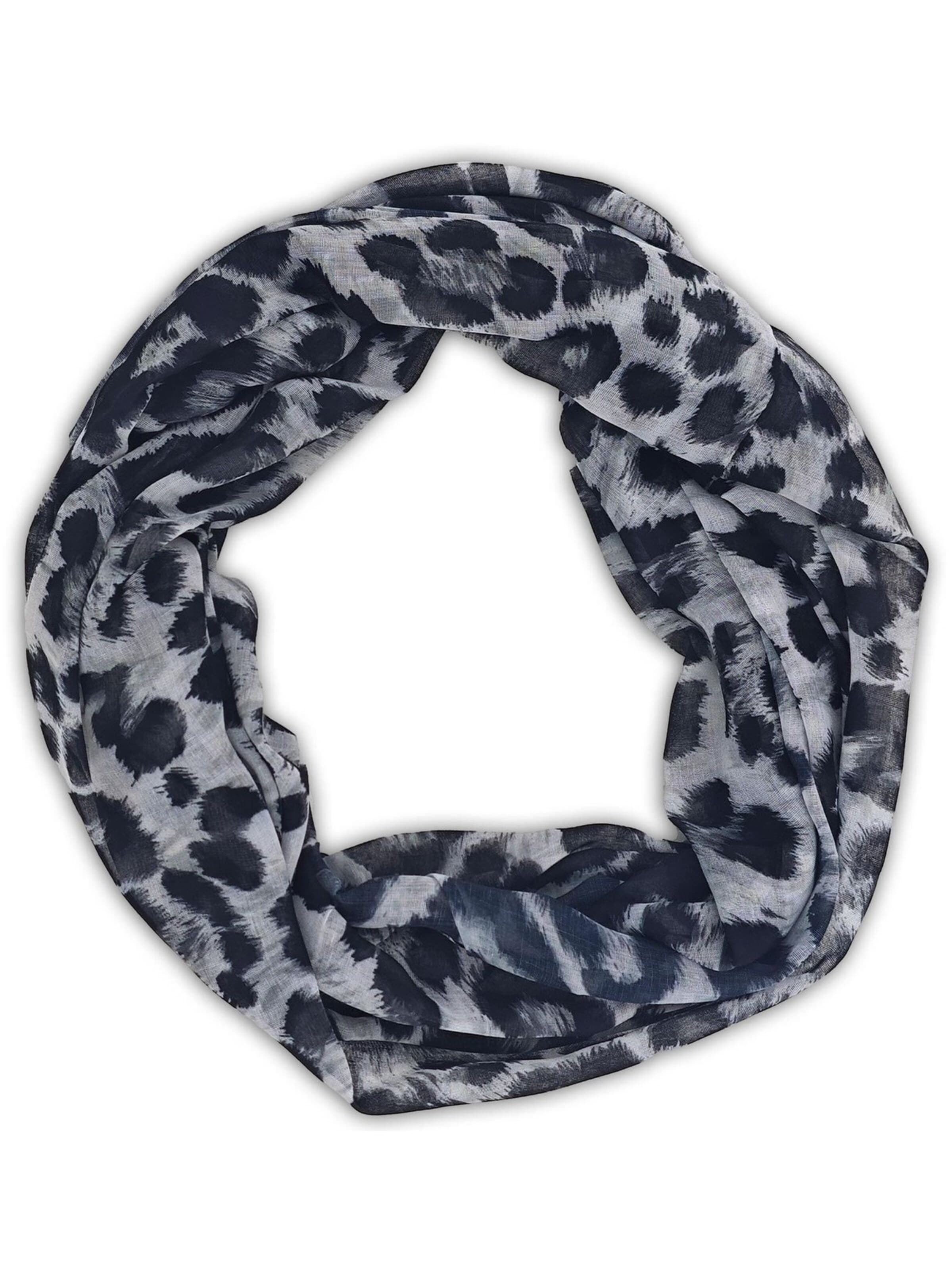 styleBREAKER Schlauchschal 'Loop Schal mit Leoparden Muster'‌‌‌‌‌‌ in Grau: Vorderseite