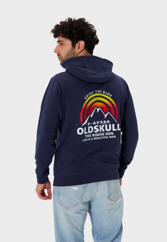 Oldskull Sweatjacke 'Retro Rising Sun' in Blau: Vorderseite