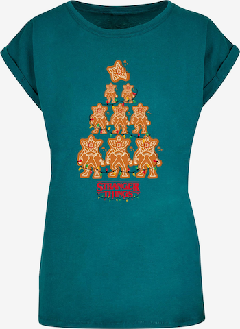 ABSOLUTE CULT Shirt 'Stranger Things - Gingerbread' in Blauw: voorkant