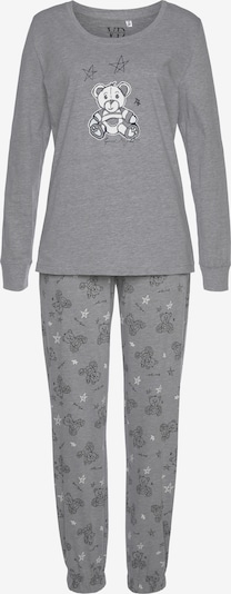 VIVANCE Pyjama  'Dreams' in graumeliert / schwarz / weiß, Produktansicht