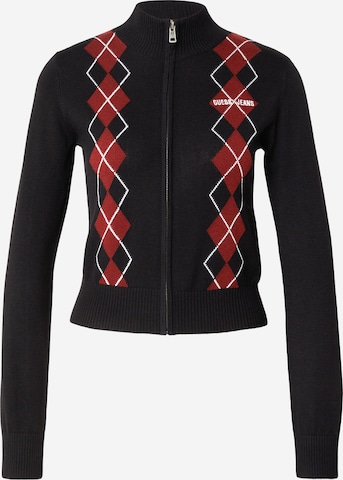GUESS JEANS Strickjacke 'ARGYLE' in Schwarz: Vorderseite