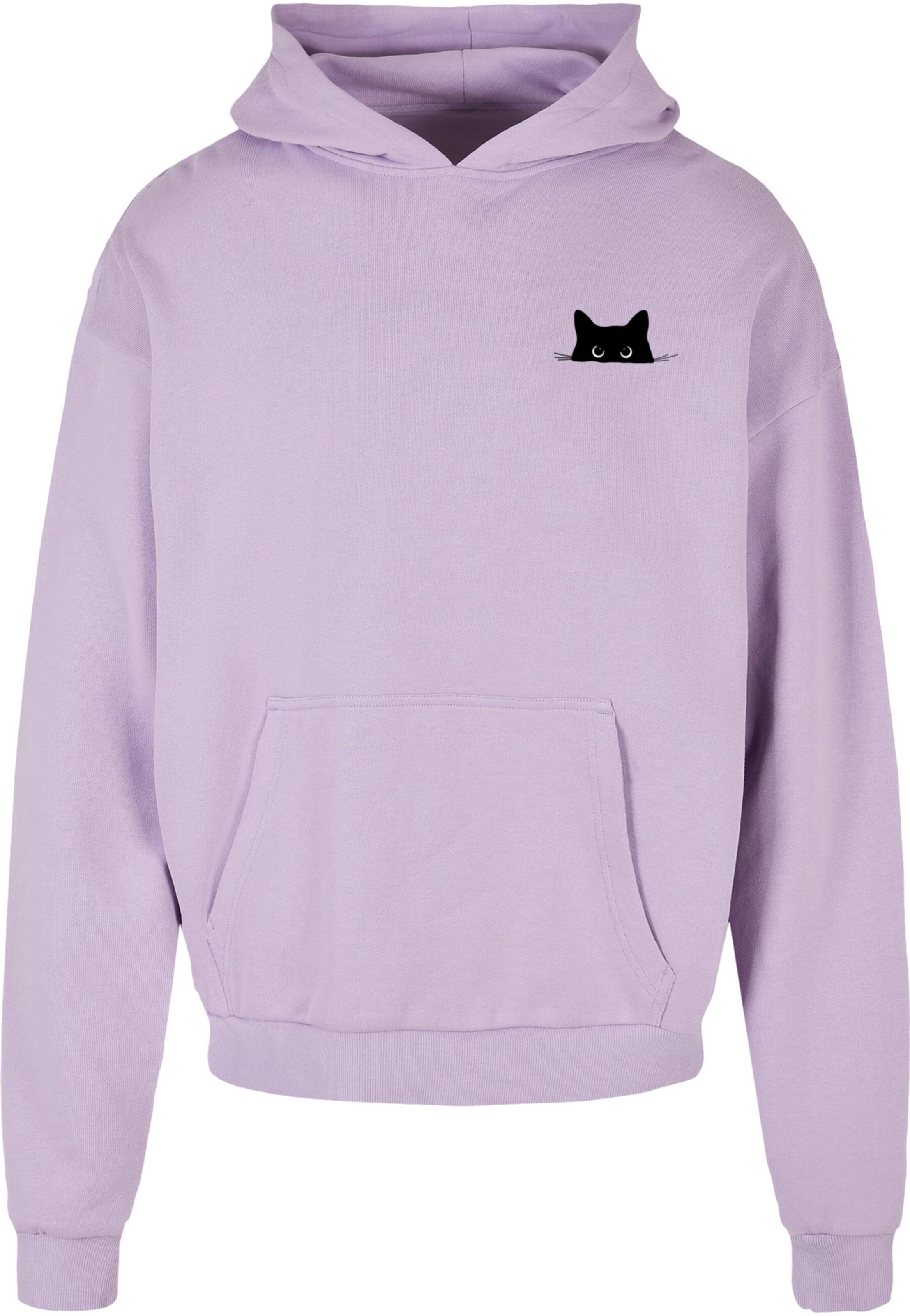 Merchcode Sweatshirt 'Halloween - Cat' i lila: framsida