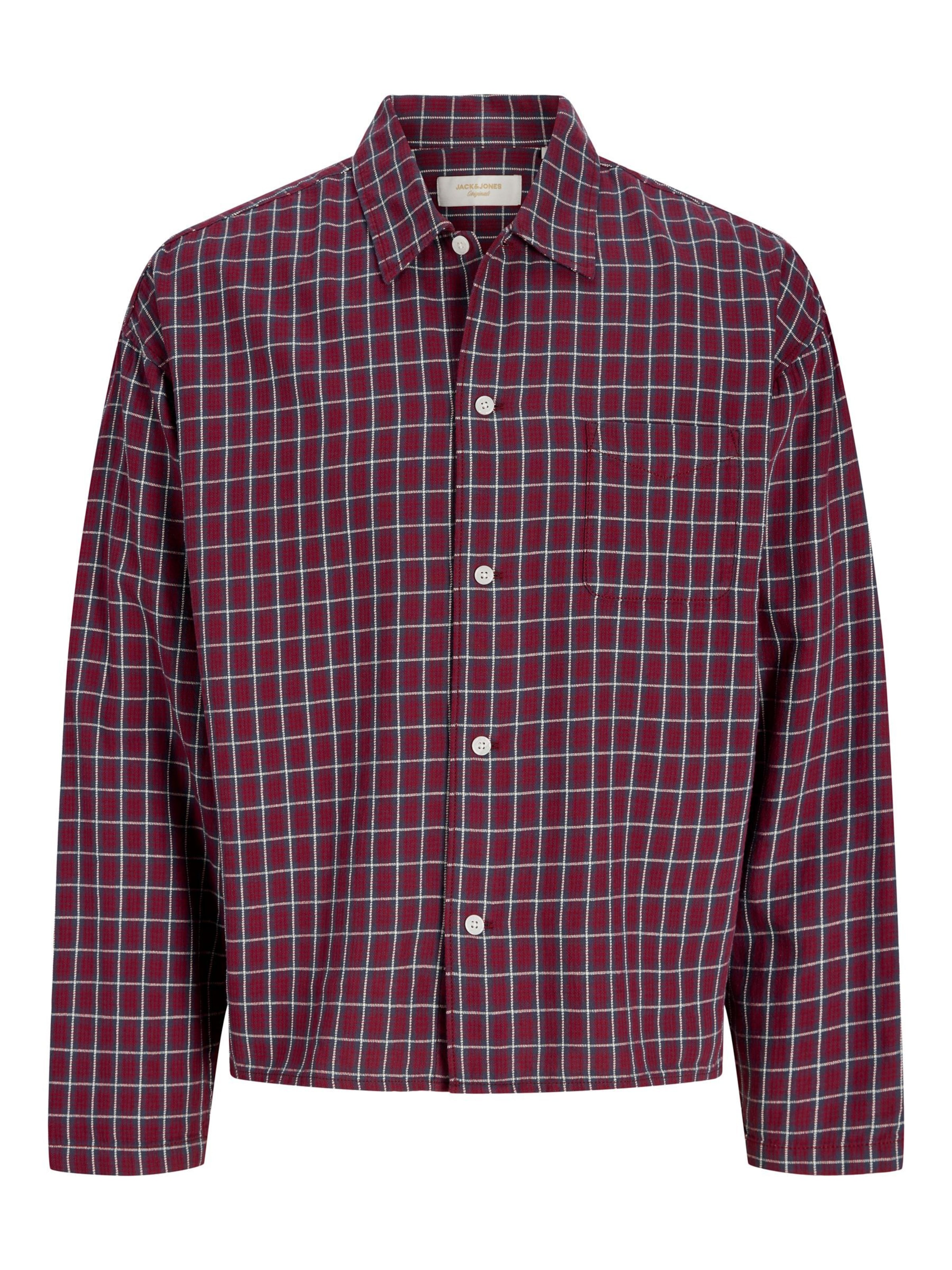 Jack & Jones Junior Overhemd in 128 in de kleur Nachtblauw / Donkerrood / Wit, Productweergave