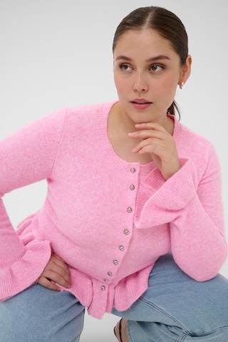 KAFFE CURVE Gebreid vest 'KCEmmi' in Roze