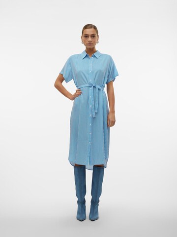 VERO MODA Košilové šaty 'BUMPY' – modrá: přední strana