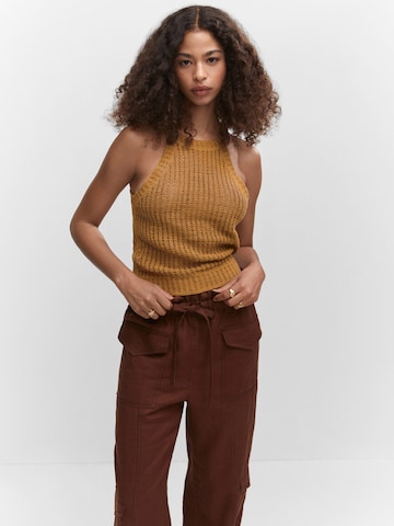MANGO Knitted Top 'FUSTA' in Brown: front
