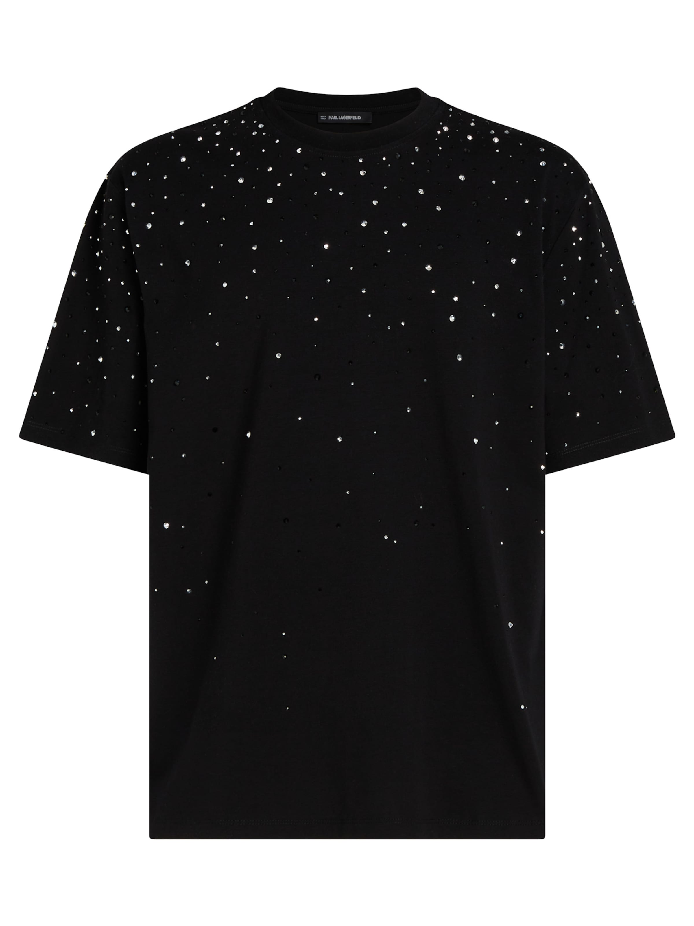 Karl Lagerfeld Μπλουζάκι 'Rhinestone Degradé' σε μαύρο: μπροστά