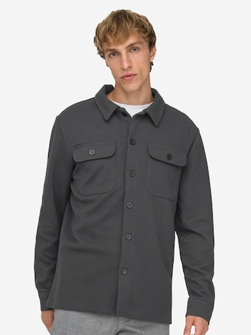 Only & Sons Regular fit Button Up Shirt 'Newkodyl' in Grey