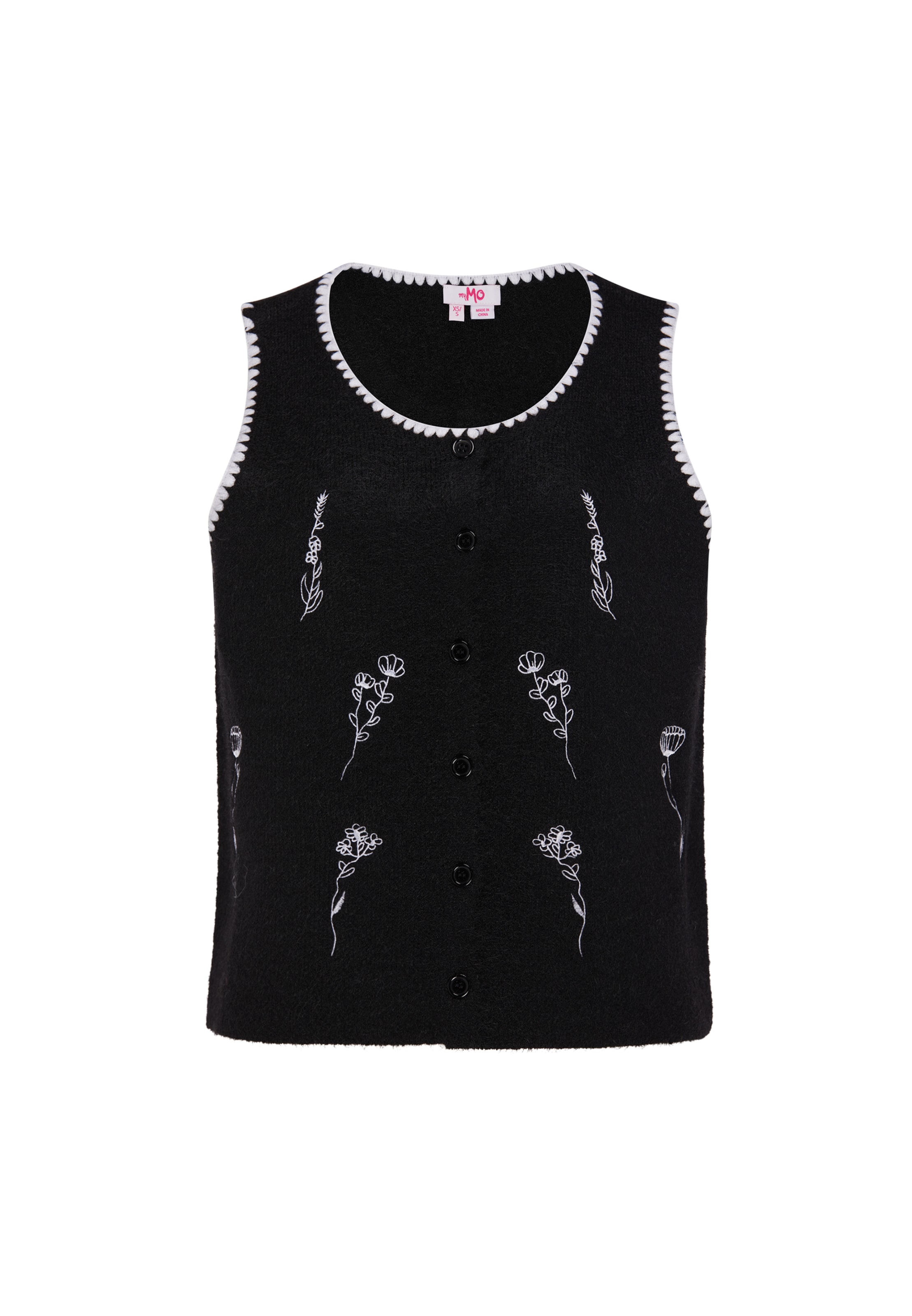 MYMO Gebreide bodywarmer in Zwart: voorkant