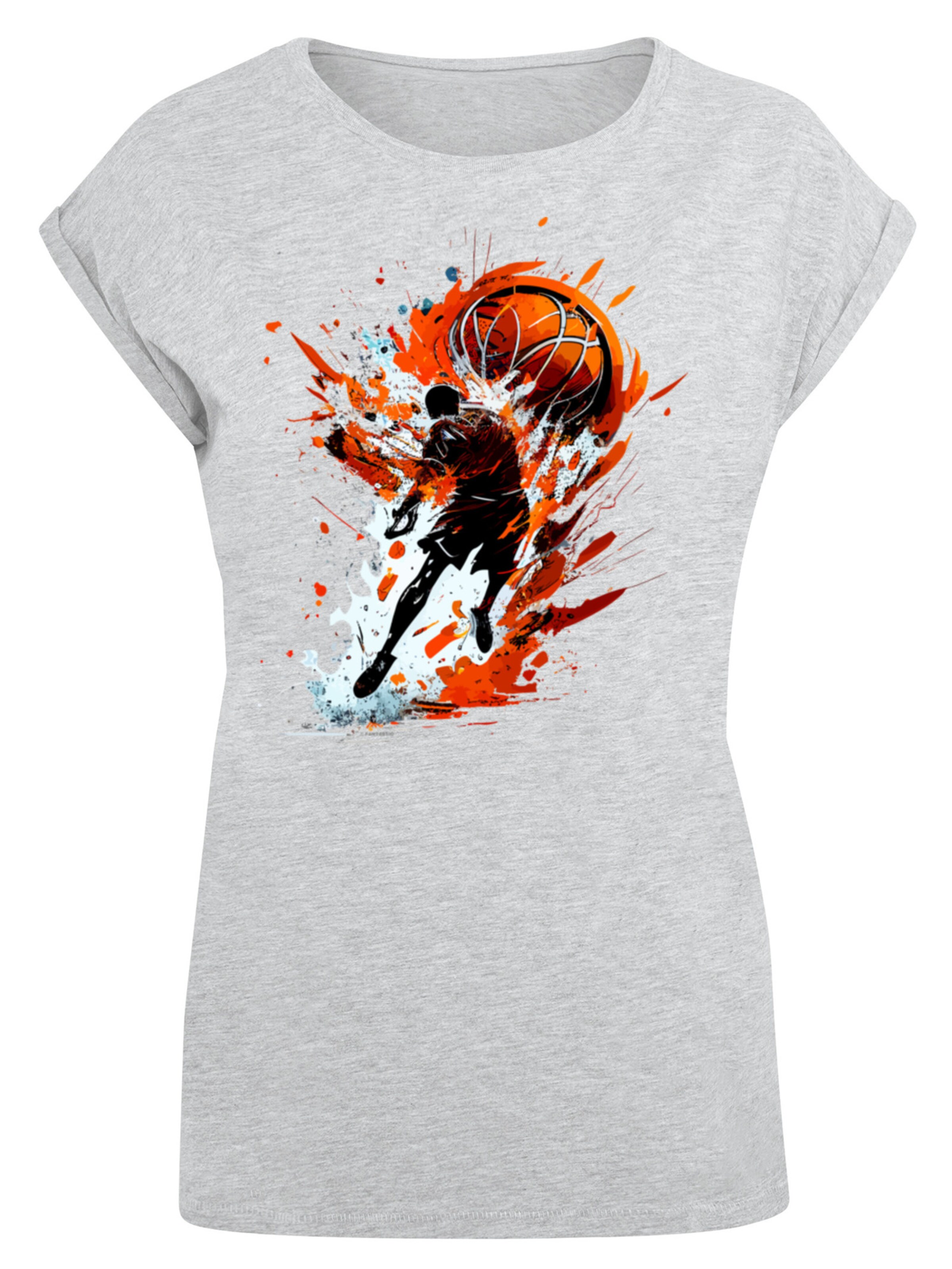 T-shirt 'Basketball Sports Collection Orange Splash' F4NT4STIC en gris : devant