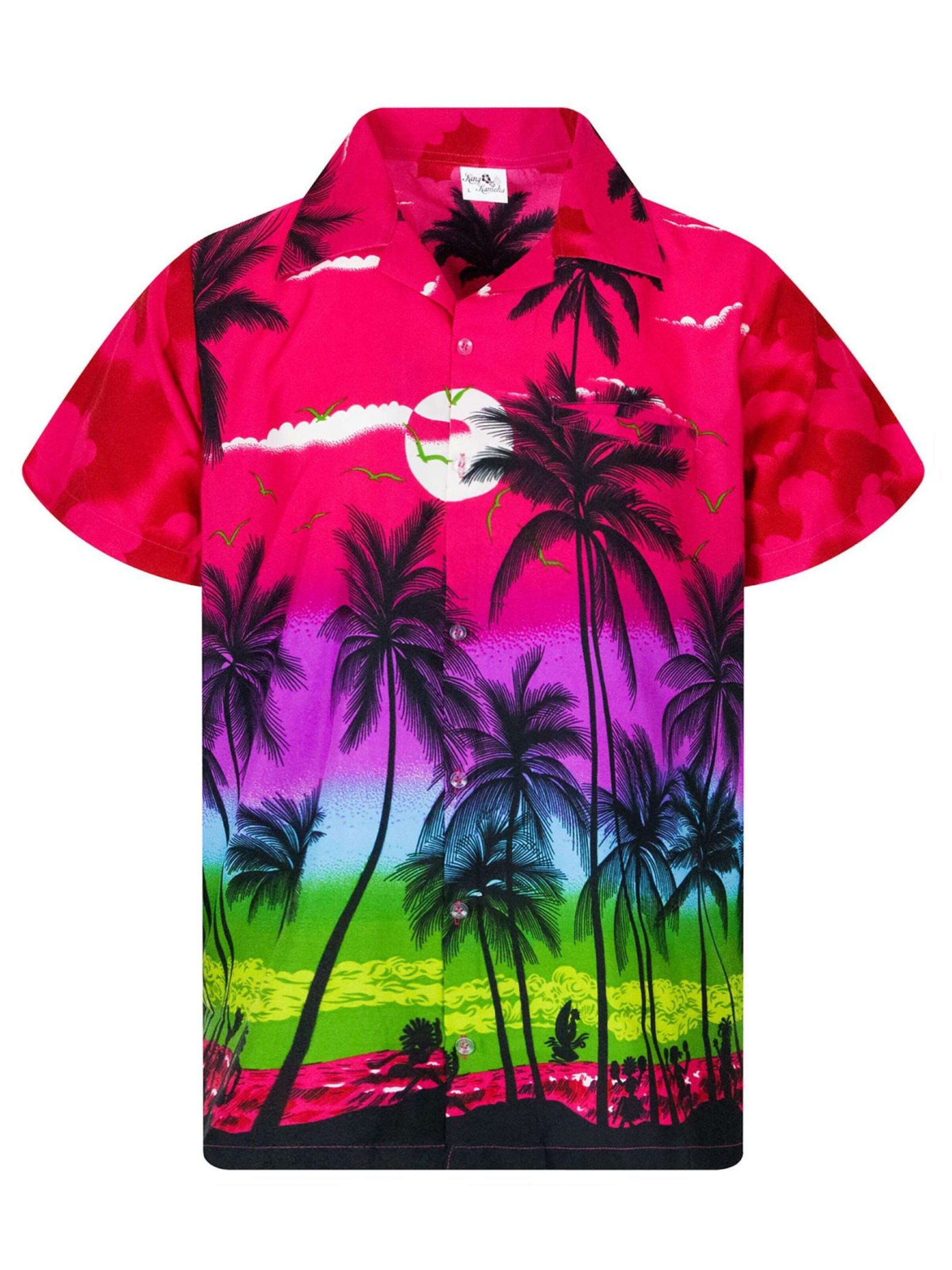 King Kameha Shirt 'Beach' in Pink: front