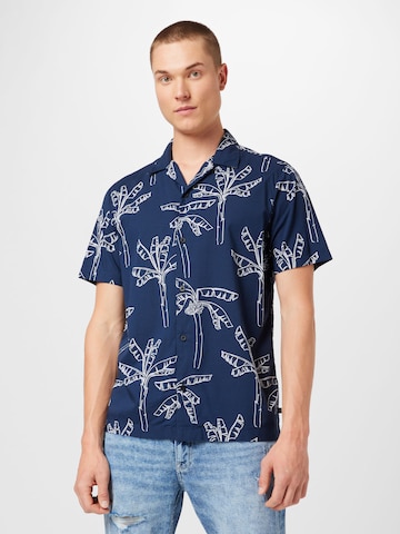 QS - Ajuste regular Camisa en azul: frente