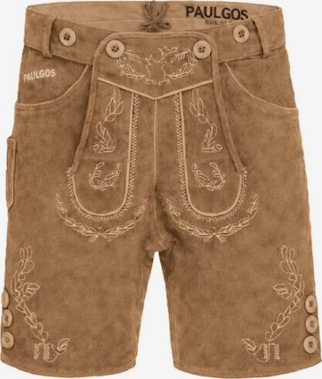 Paulgos Regular Trachtenhose 'PAULGOS Herren Trachten Lederhose Kurz - HK1 - Echtes Leder - in 3 Farben erhältlich - Größe 44 - 60' in Braun: Vorderseite