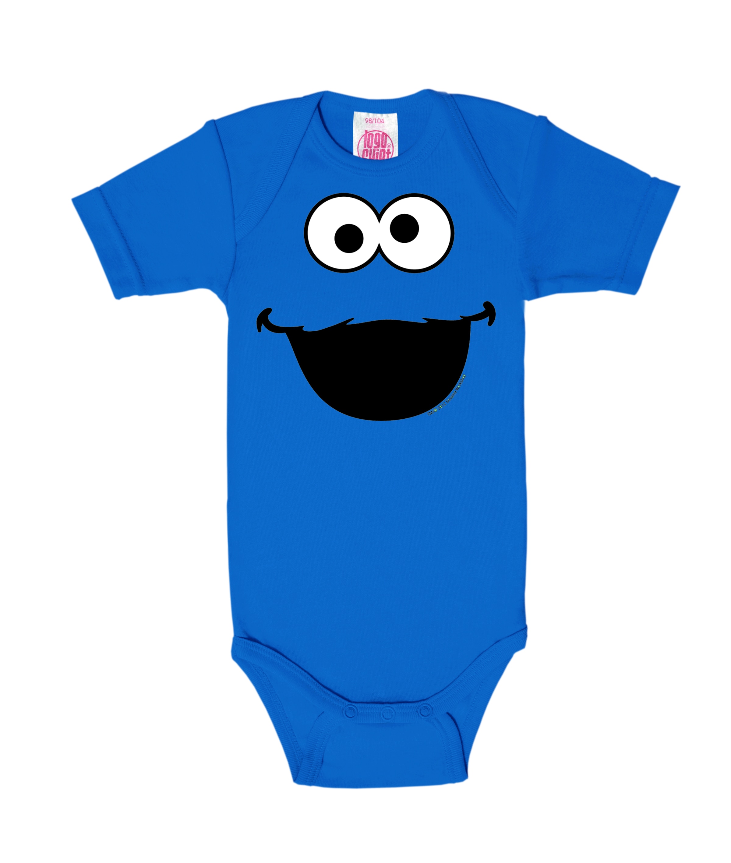 LOGOSHIRT Baby-Body 'Krümelmonster' in Blau: Vorderseite