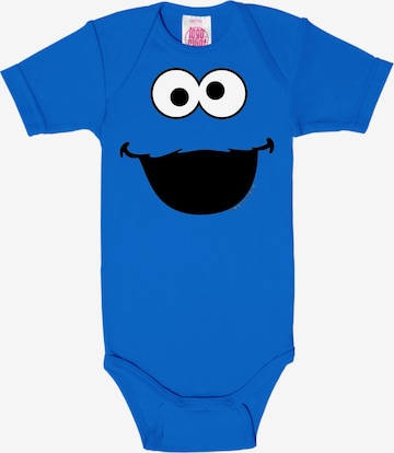 LOGOSHIRT Rompertje/body 'Krümelmonster' in Blauw: voorkant