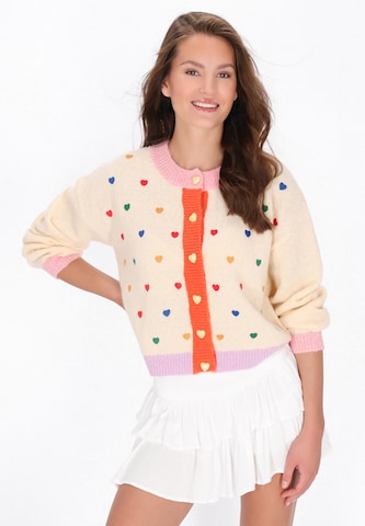MYMO Gebreid vest 'Young Fashion' in Wit: voorkant