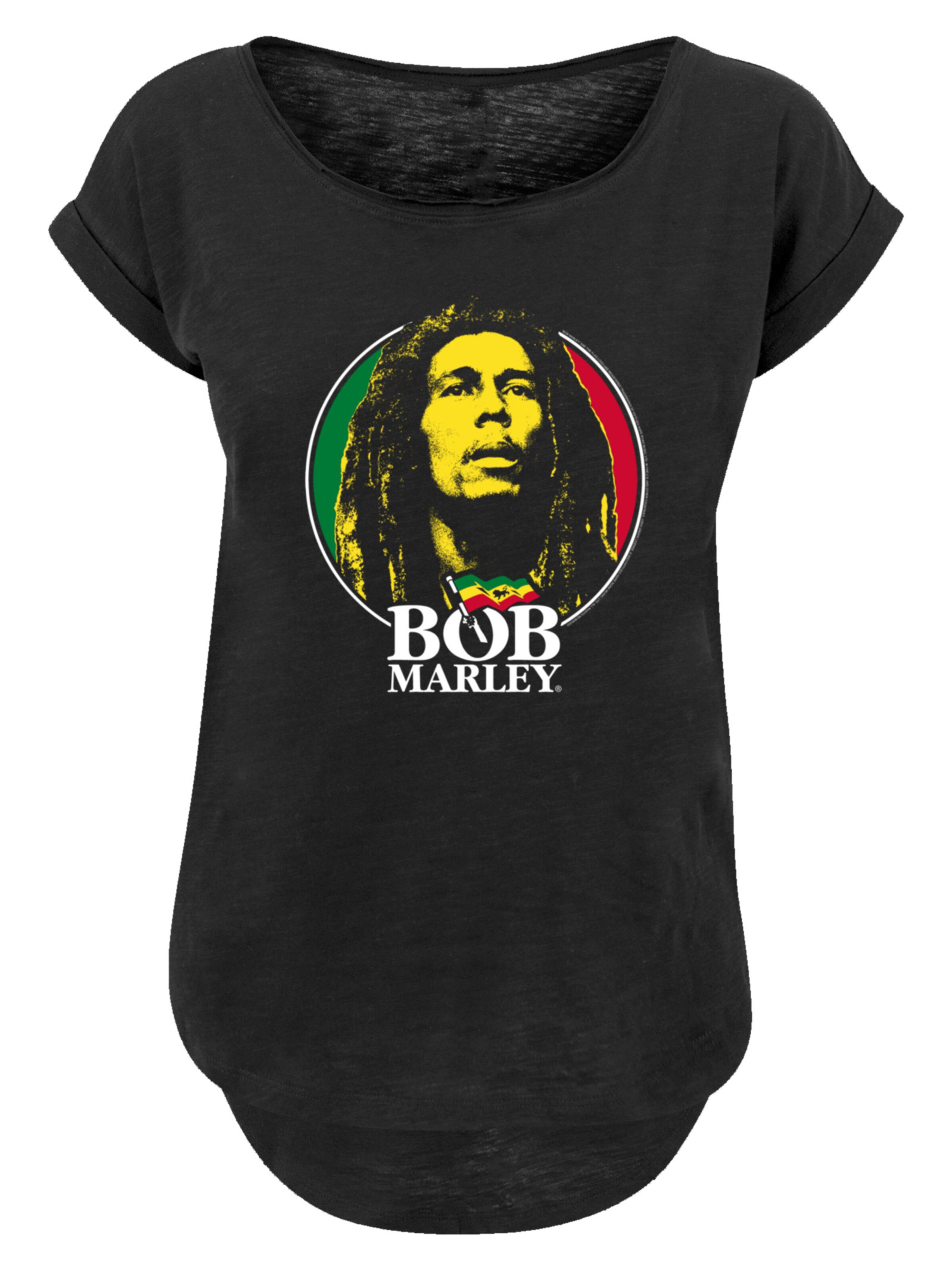 T-shirt 'Bob Marley Logo Badge Reggae Music' F4NT4STIC en noir : devant