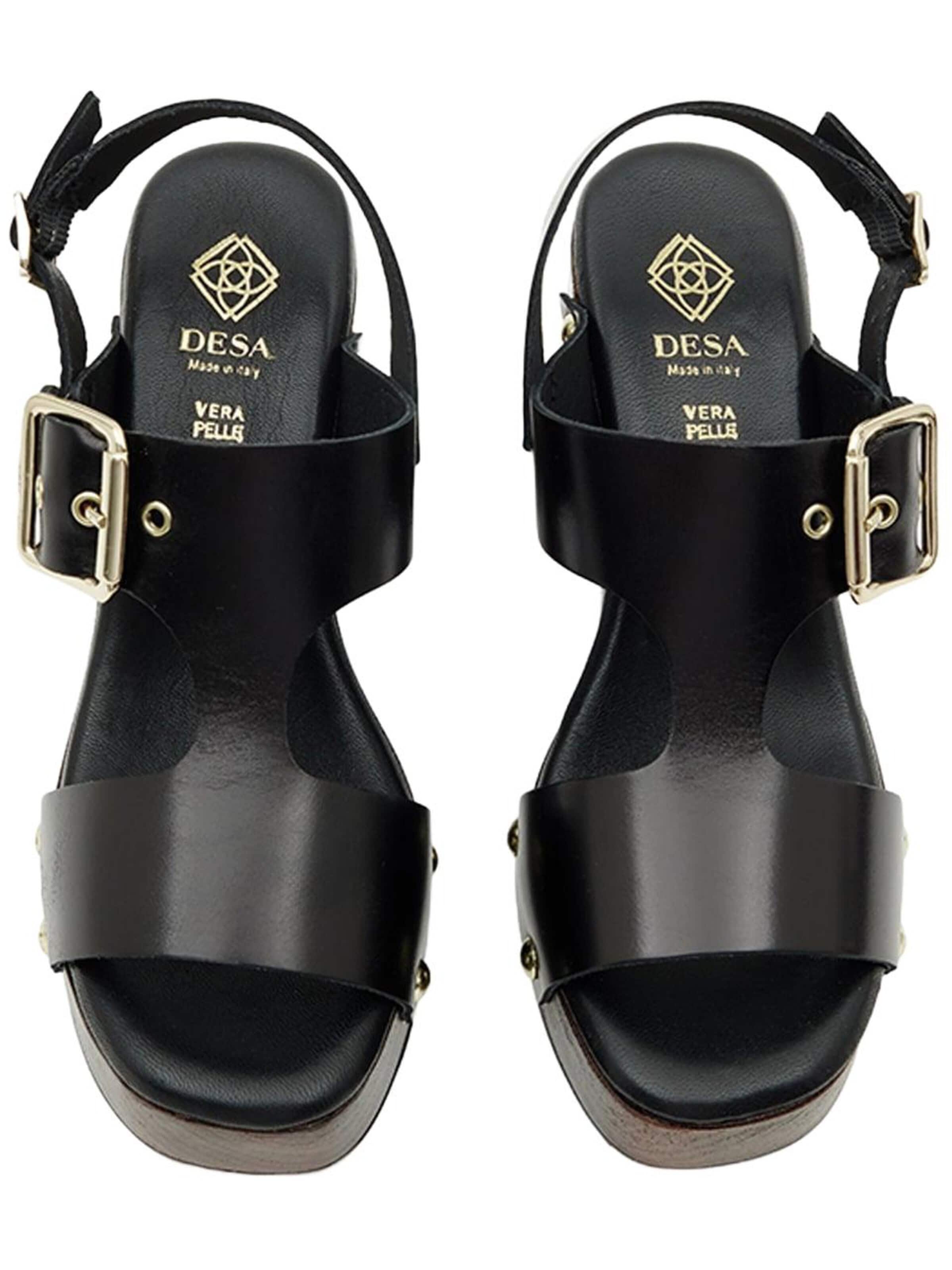 Desa Sandalen met riem 'Plateau-Sandalen' in Zwart
