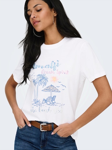 ONLY T-Shirt 'ONLLUCY MONJA' in Weiß