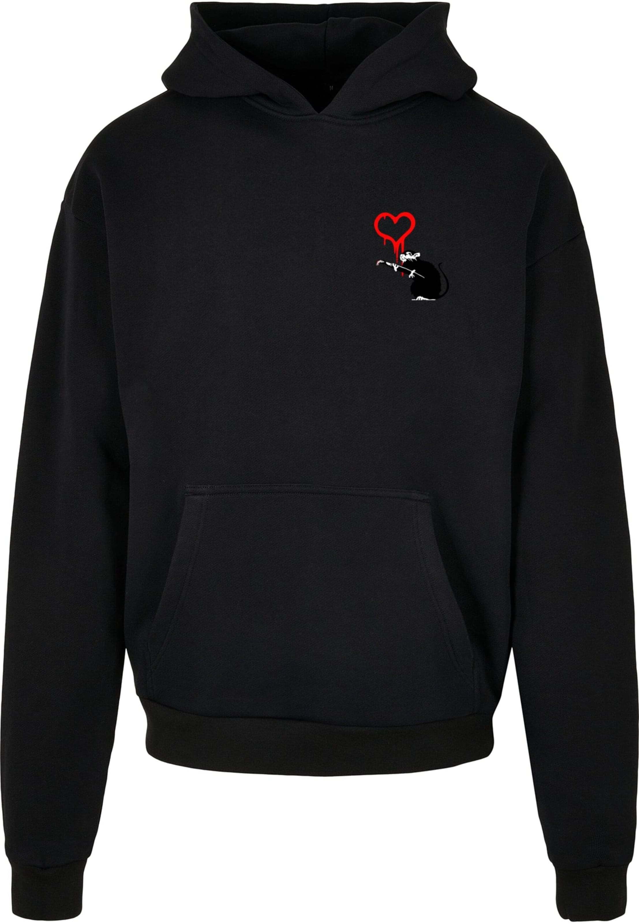 Felpa 'Banksy - Love Rat' di Merchcode in nero: frontale