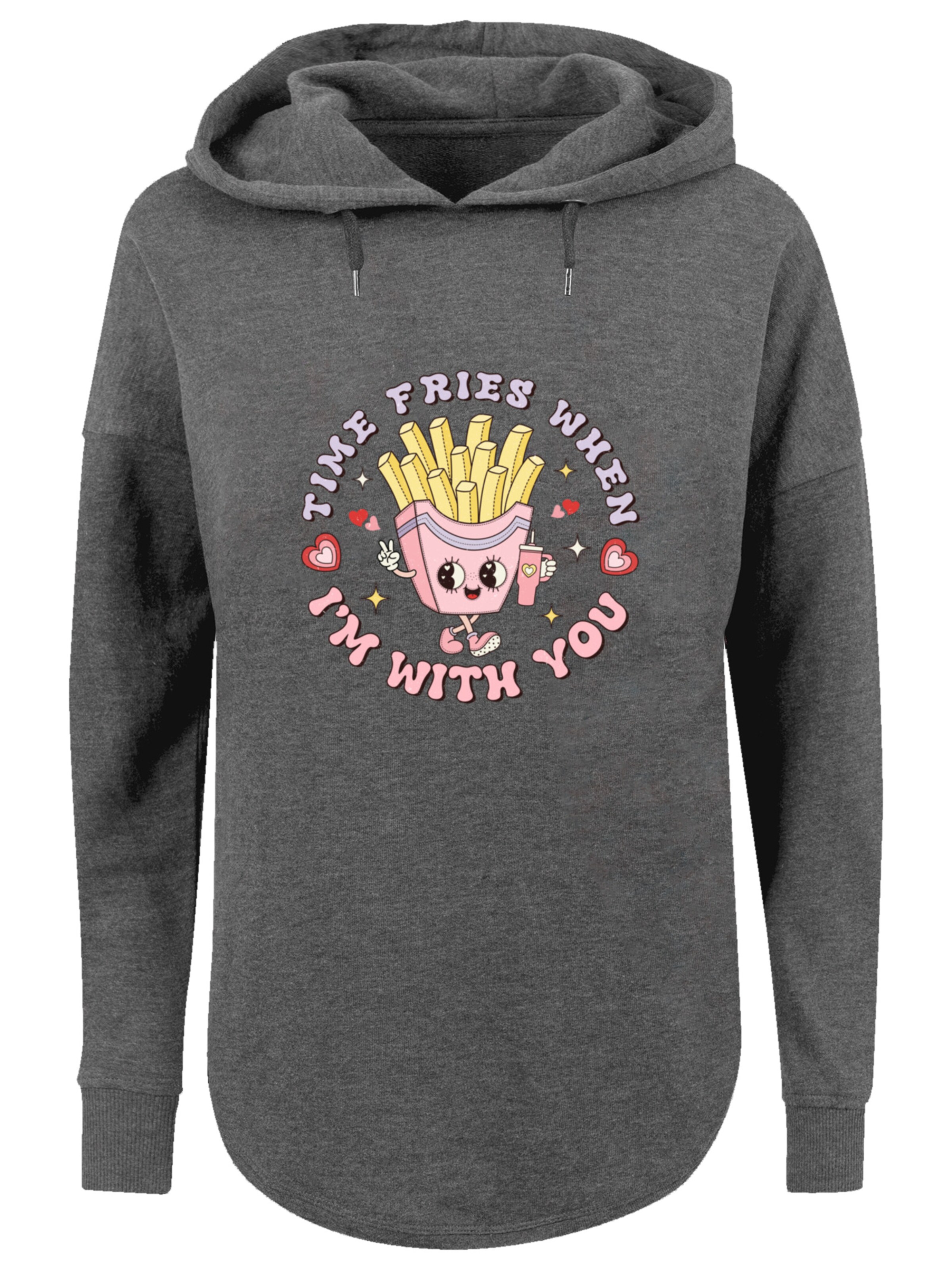 F4NT4STIC Sweatshirt 'Time Fries When I Am With You Valentinstag' in Grey: front