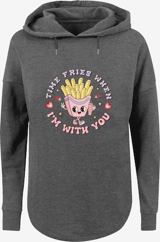 F4NT4STIC Sweatshirt 'Time Fries When I Am With You Valentinstag' in Grey: front