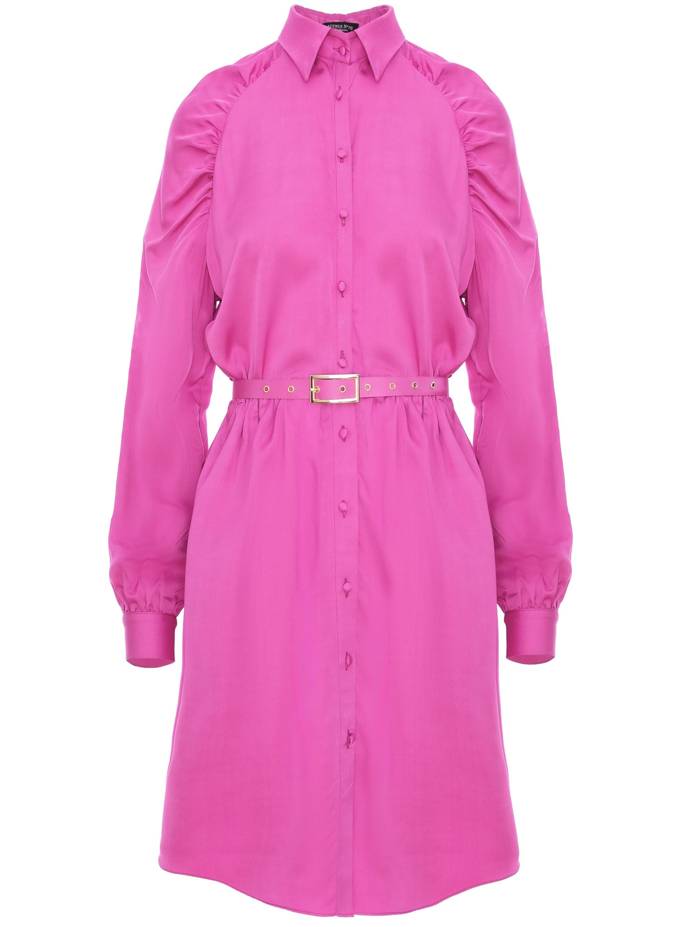 Abito 'Gathered Raglan Sleeve Viscose Midi Shirt Dress With Belt' di AVENUE N°29 in rosa
