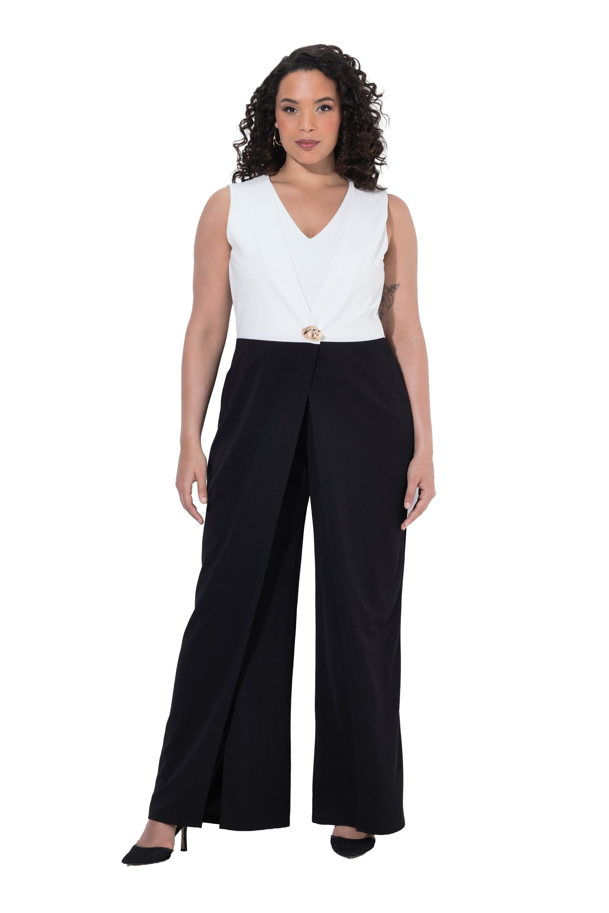 Ulla Popken Jumpsuit in Zwart: voorkant