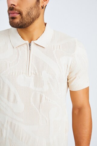 Leif Nelson T-Shirt Feinstrick Polo in Beige