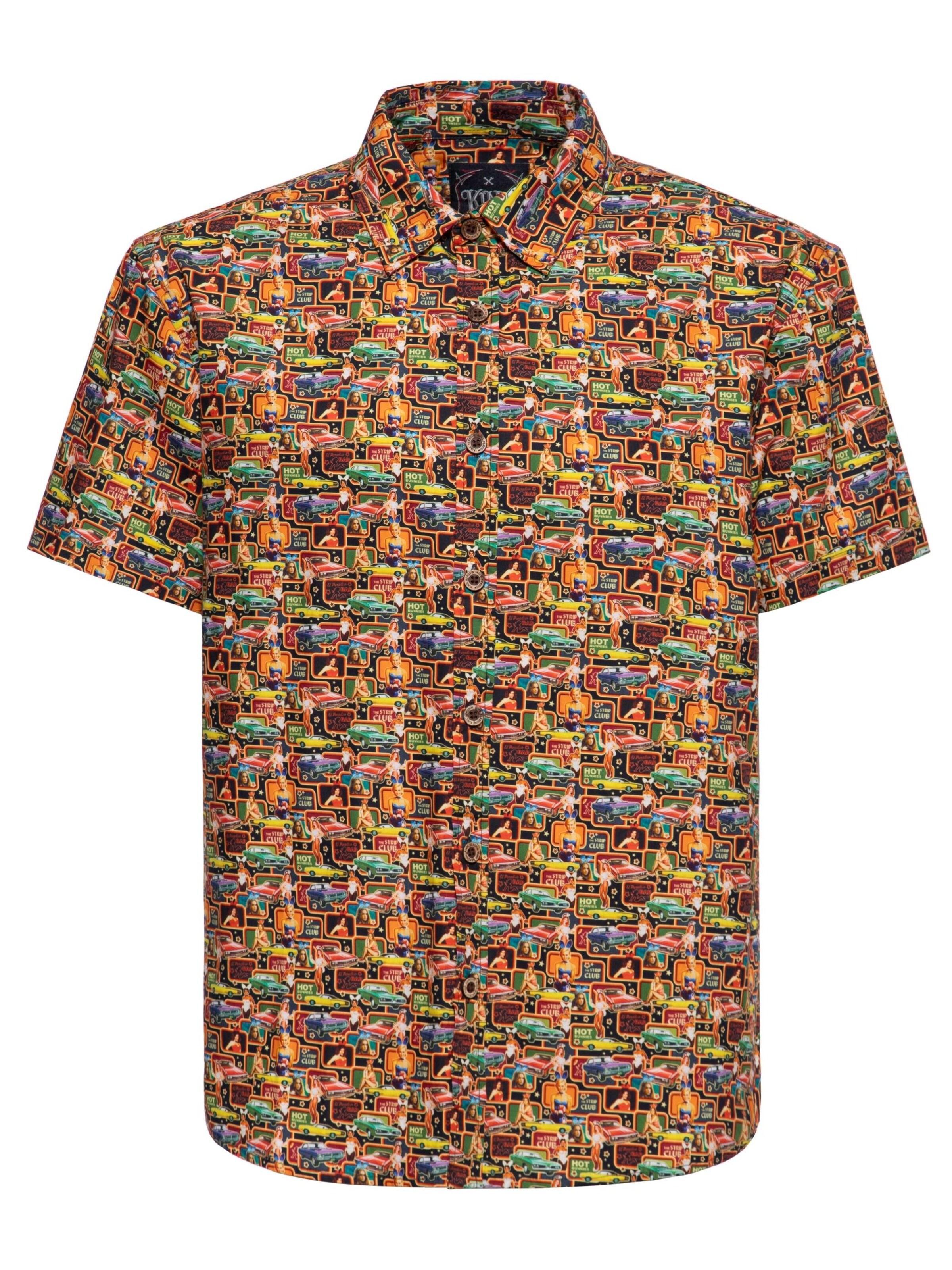 King Kerosin Button Up Shirt '70s Vibes' in Brown, Item view