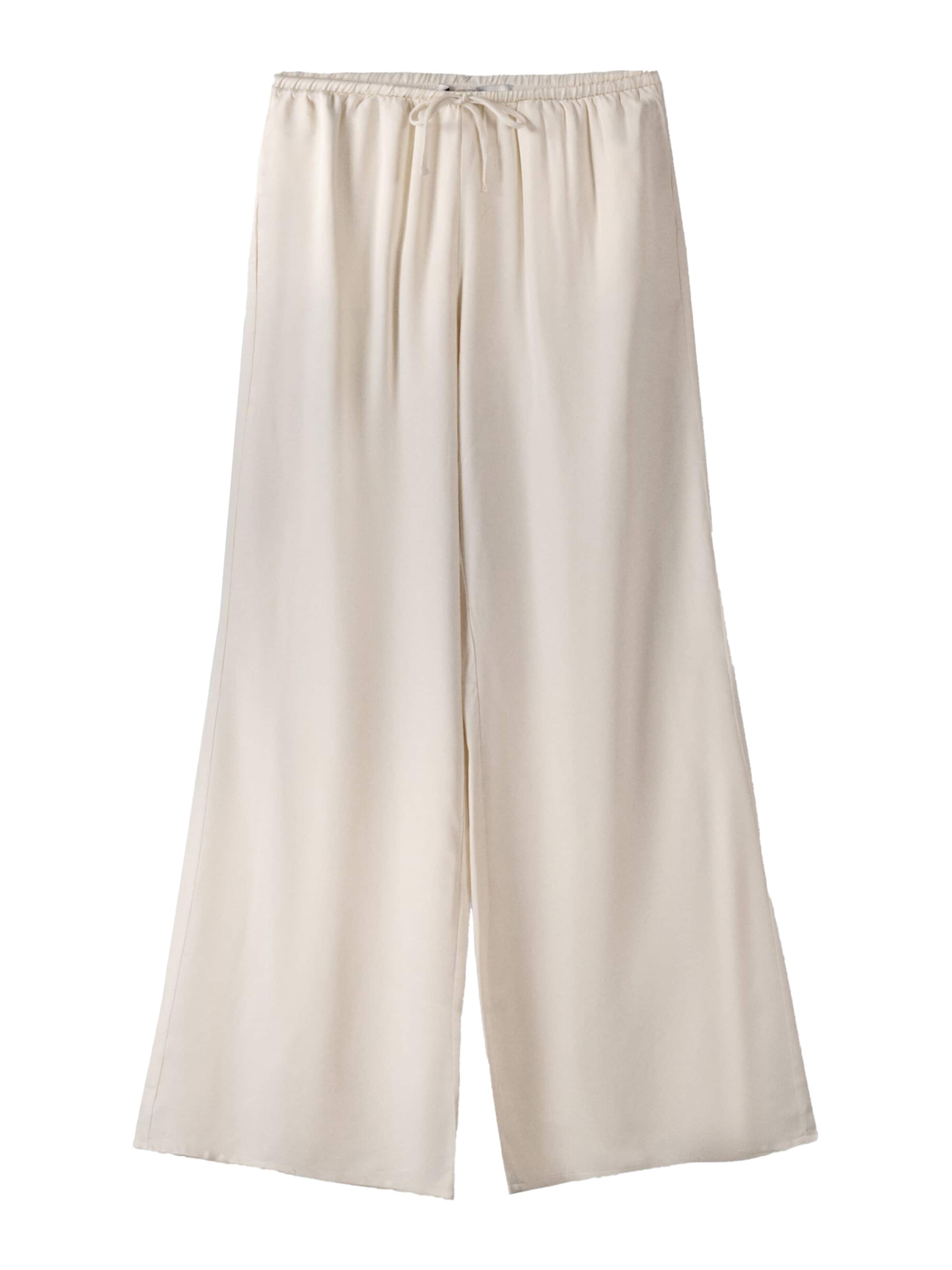 Bershka Wide leg Trousers in White: front