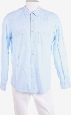 H&M Button Up Shirt in L in Blue: front