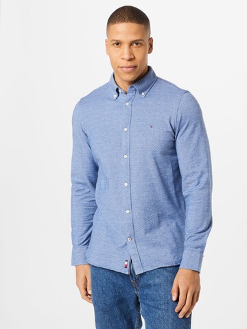 TOMMY HILFIGER Slim fit Button Up Shirt '1985 Dobby' in Blue: front