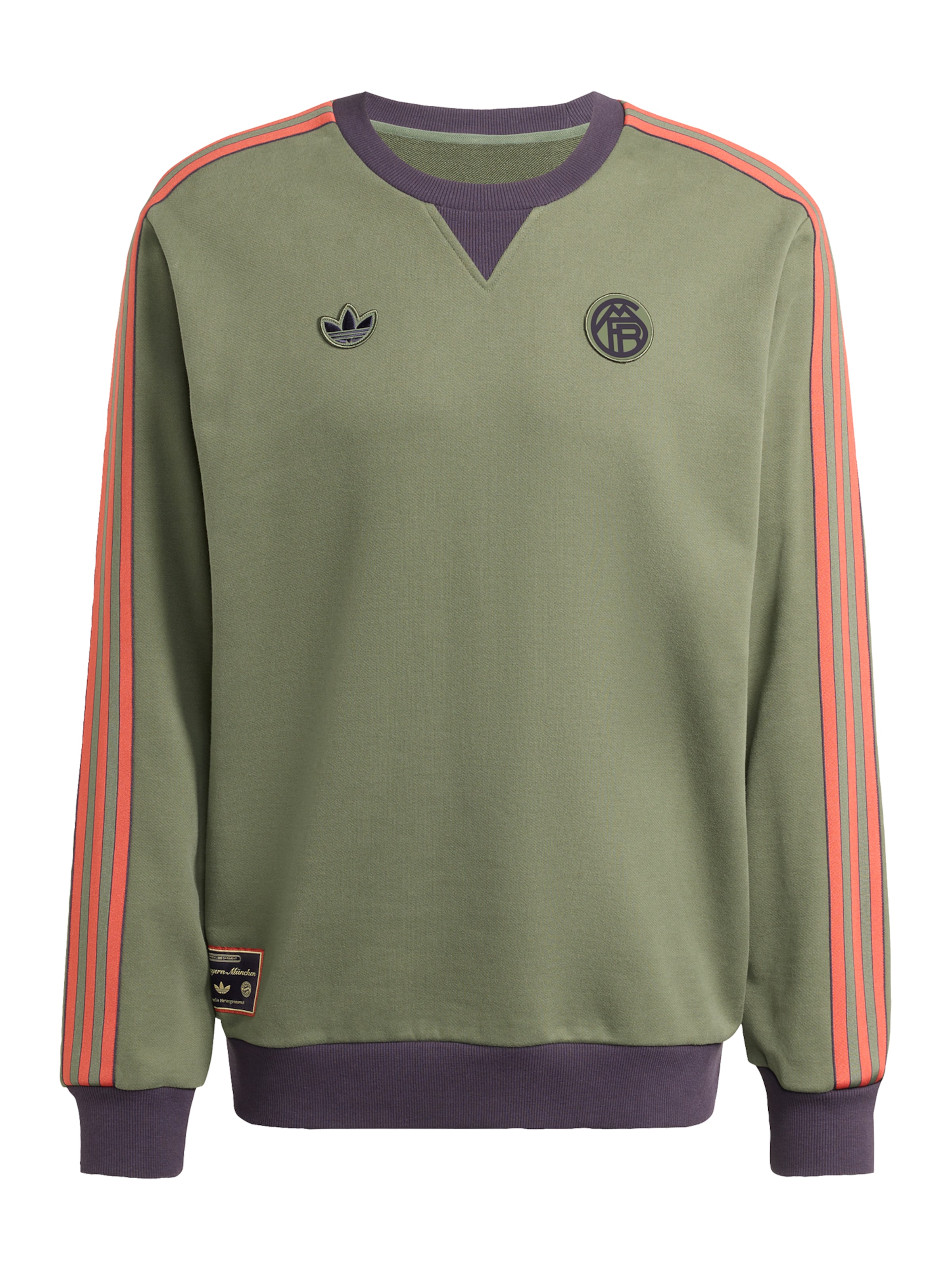 Felpa 'FC Bayern München' ADIDAS ORIGINALS di colore cachi / mora / arancione, Visualizzazione prodotti