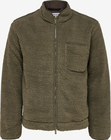 SELECTED HOMME Fleece Jacket in Green: front