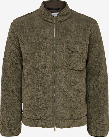 SELECTED HOMME Fleece jacket in Green: front